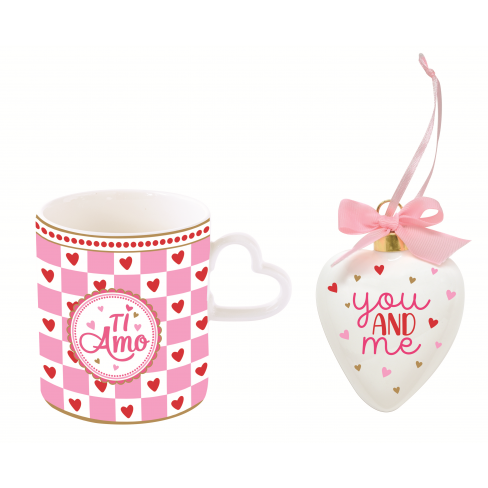 Комплект чаша Mug 320мл и висяща фигура сърце Cuoricini